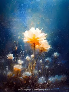 芳华永驻，花舞时光 | 蓝色系花卉插画壁纸