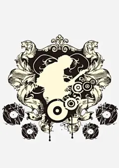 吉他花纹高清素材 剪影 吉他 唱片 花纹 音乐 免抠png 设计图片 免费下载