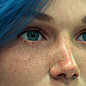 Blue Hair, Tom Newbury : Check out my Instagram for more work in progress renders: https://www.instagram.com/tom.newbury.cg/?hl=en
.
This piece started out as a texture resolution test and then became an entire portrait piece.
This face is made up of 4 8k