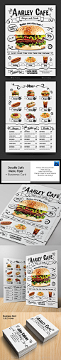 Doodle Cafe Menu + Business Card - Food Menus Print Templates