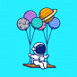 气球，宇航员，卡通矢量图插画矢量图素材