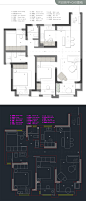 100㎡三居室方案CAD+PS彩平图