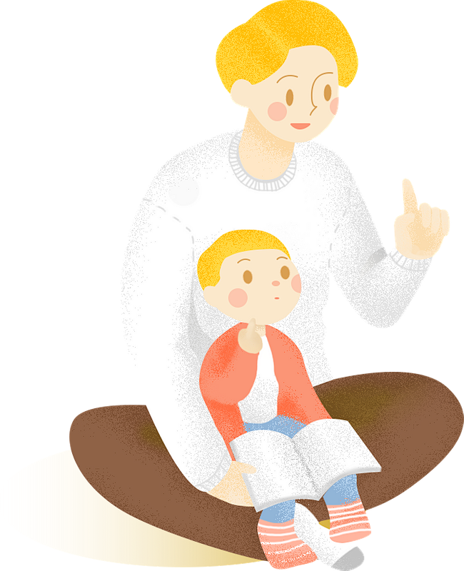 父亲抱孩子插画