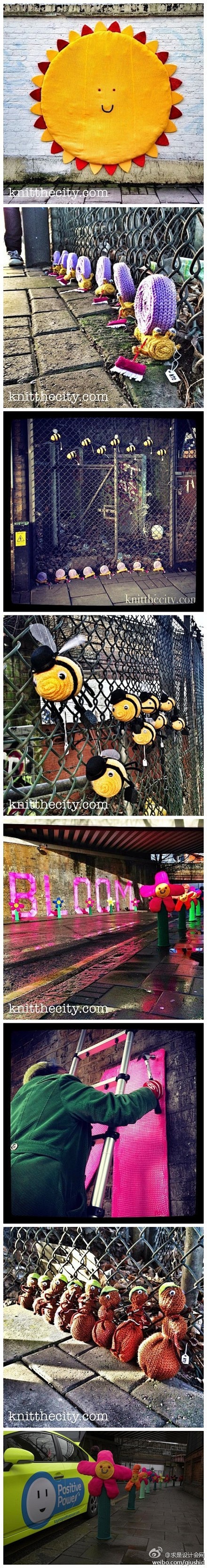 缤纷逗趣的伦敦街头针织涂鸦艺术，来自Kn...