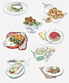 卡通中国美食png免抠素材_新图网 https://ixintu.com 中国美食 家常菜 丰盛 午餐