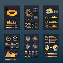 10款商业报告方案互联网柱状折线图数据统计信息图表AI矢量元素设计素材 插图插画 