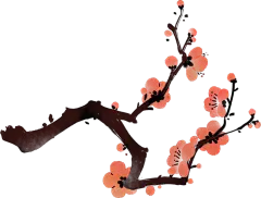 水彩中国风标志性花卉-红梅