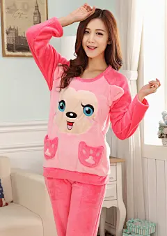 2014新款秋冬季加厚珊瑚绒家居服长袖 睡衣卡通阿狸猫睡衣