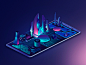 Isometric Neon : Some isometric illustrations I did for various clients and personal projects