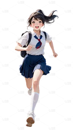 人物系列日漫感校园活力女学生跑步人物元素