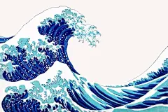 日式插画神奈川冲浪里矢量图设计素材