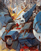 Gundam oil painting