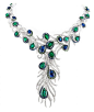 Sapphire, Emerald and Diamond Elegant Feathers Necklace from Gilan's “Journey to Dreams” collection@北坤人素材