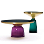 Pucci coloured glass and brass side and cocktail table: 