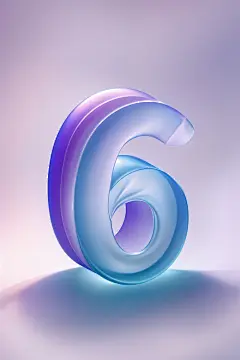 玻璃数字6立体塑料元素