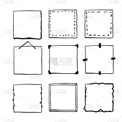 边框,乱画,矢量,正方形,华丽的,线条,贺卡,背景分离,铅笔,复古风格
