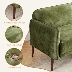 Amazon.com: Atopston 67&quot; Loveseat Sofa, Mid Century Modern Decor Sofa Couch with Pillows and Thick Seat Cushion, Small Sofa for Bedroom Apartment Office, Green : Home &amp; Kitchen