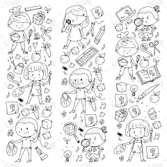 的孩子。学校和幼儿园。创造力和教育。音乐。探索。科学。的想象力。玩和学习。烹饪。唱歌。阅读。不同的爱