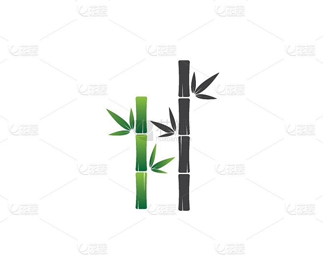 带有绿叶的竹叶矢量图标