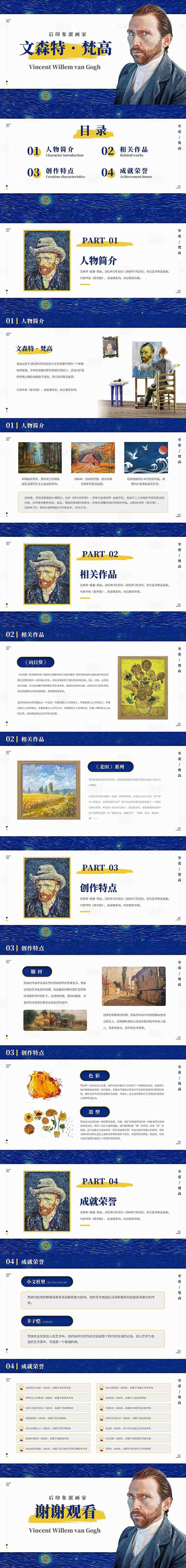 后印象派画家梵高人物传记PPT-源文件
