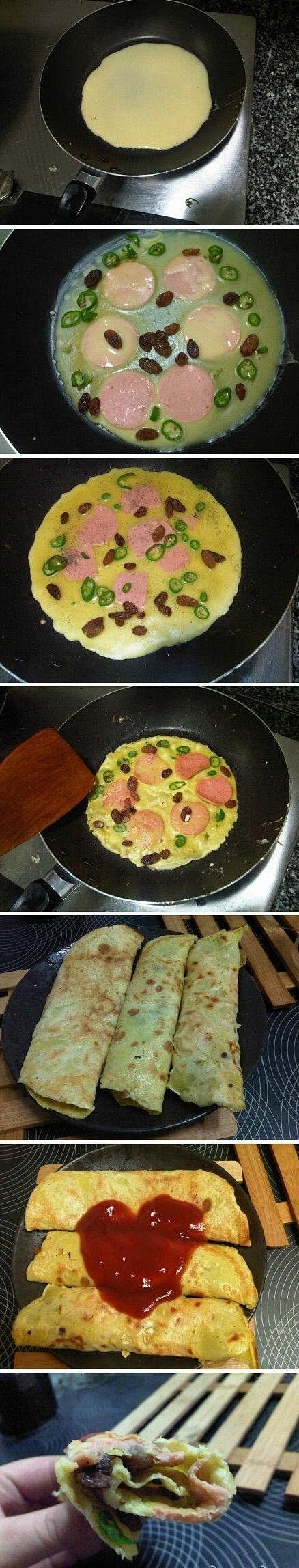 【DIY葡式火腿卷】2枚鸡蛋，4汤勺面粉...