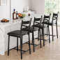 Amazon.com: GAOMON Bar Stools Set of 2, Kitchen Barstools with Footrest and Back, PU Leather Counter Height Bar Stools with Footrest, Bar Charis with Back Support for Kitchen Island, Apartment, Counter Bar : Home & Kitchen