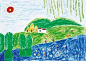 美丽的春天风景儿童蜡笔画作品图片欣赏-www.uzones.com
