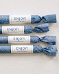 We created this trendy wrapping paper for favors by making a color photocopy of denim fabric -- how simple is that?