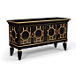 Chelsea House - Baker Street Cabinet in black with gold detail, and glass doors.   Showroom: 200 N. Hamilton S Ct 104  #hpmkt