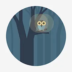 猫头鹰 树林#UI# #素材# #色彩##折纸##图形#