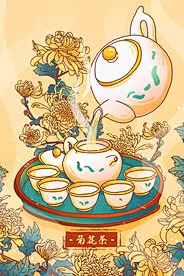 菊花茶插画
