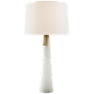 Alabaster and Hand-Rubbed Antique Brass with Linen Shade