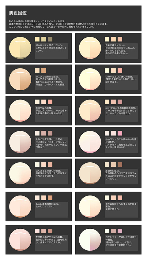 【资料】肤色图鉴·肤色配色调色板 : 大...
