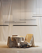#DINZ灯具#Antoni Arola | Santa＆Cole Lámina light主要由一条不到两厘米厚的水平铝条组成，哑光黑色铸造的，通过匹配两端的绳子从天花板上悬挂下来。LED覆盖在聚碳酸酯漫射器上，漫射器表面是由棱镜组成的，可以将光线反射到不同方向。让整个系列有一种精致而空灵的感觉。官网O网页链接 ​​​​