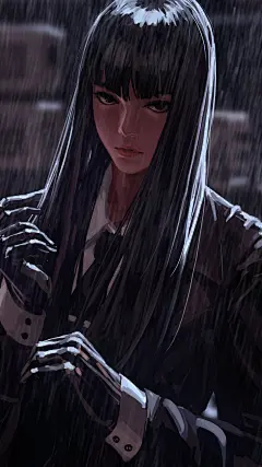 GUWEIZ插画作品之西服长发女杀手系列人像手机壁纸套图2