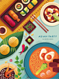 Food Party : Serie de ilustraciones gastronómicas, que muestran nuestro amor por la buena comida :)Food illustration serie, personal project that show our love for tasty food :)