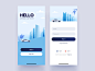 Sign in UI architecture city car illustration blue app ui