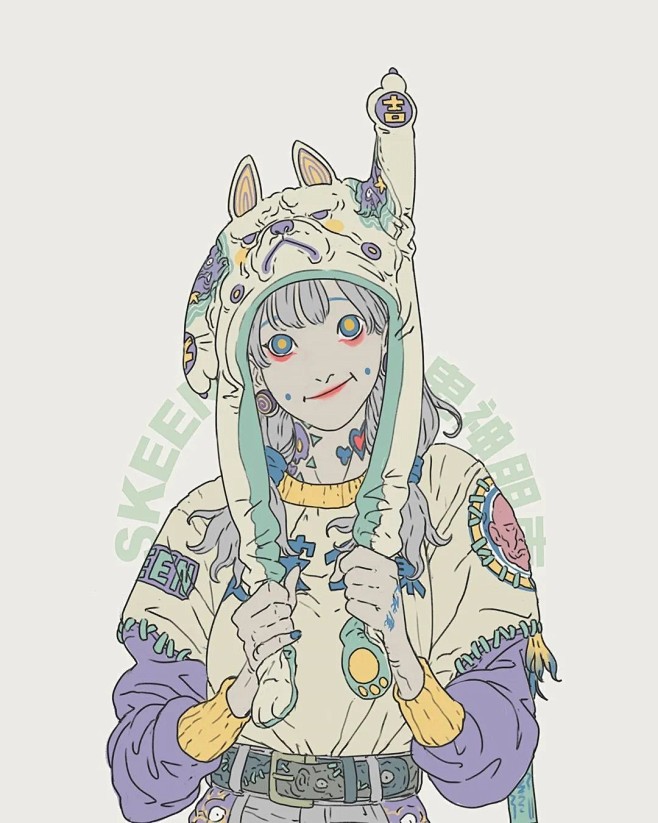 zeenchin最新系列鬼神朋克将阴阳间的摆渡人米婆与朋克街头摇滚元素相