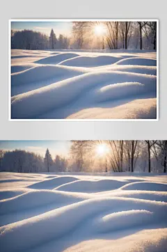 AI数字艺术冬季自然风景雪景摄影图