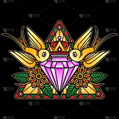 水晶,闪光灯照明,秘密,几何形状,翅膀,动物,设计,爱,复古
