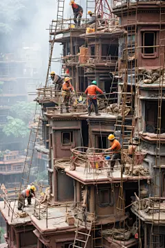干活的工人工地施工人物肖像摄影图片