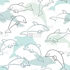 Seamless pattern with dolphin on white. design for