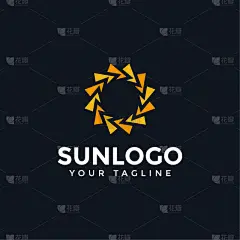 abstract sun logo design template