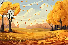 秋分金色秋色插画