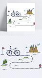 野外骑行路线图|矢量素材,共享单车,骑行,路线图,野外骑行,卡通元素,手绘/卡通