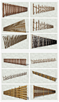 农村园林特色竹木篱笆墙木栅栏围栏生态墙SU模型