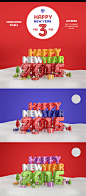 Happy New Year 2015 : Happy New Year 2015 / 4000×2500 pixels / 3 PSD / Layered Easy to change the background color