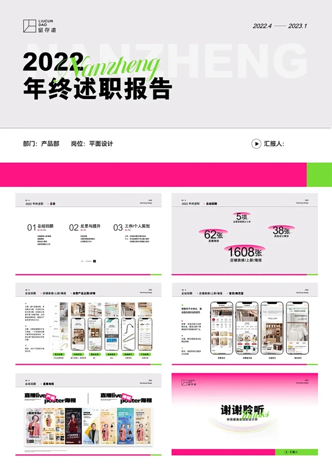 电商设计2022年终述职报告｜洋红色系｜...