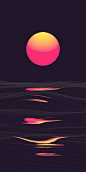 1080x2160 Retrowave, sunrise, reflection, clear sky, dark wallpaper