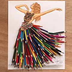 【惊艳创意，Edgar Artis 的纸上时装插画】
Edgar Artis，是一位亚美尼亚时尚插画师。每天他都会在自己的 Instagram 上晒一条自己亲手制作的 &quot; 连衣裙 &quot;。他擅长于将剪纸与日常生活中常见的风景、物品相互结合，设计出一件件有着最平凡也最不平凡的洋装。